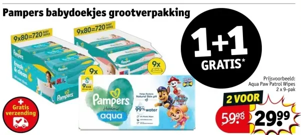 Aanbieding: Pampers babydoekjes grootverpakking
