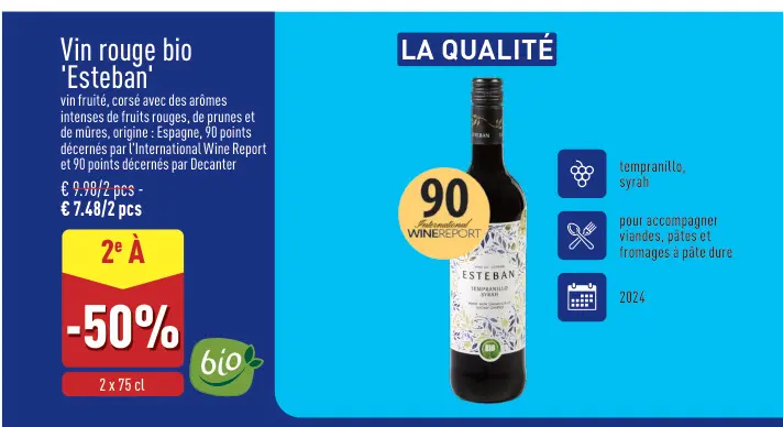 Offre: Esteban Vin rouge bio 'Esteban'