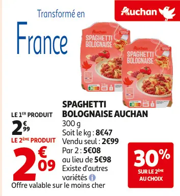 Offre: Spaghetti bolognaise