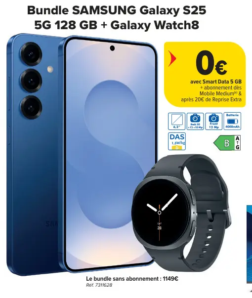 Offre: Galaxy S25 5G 128 GB + Galaxy Watch8