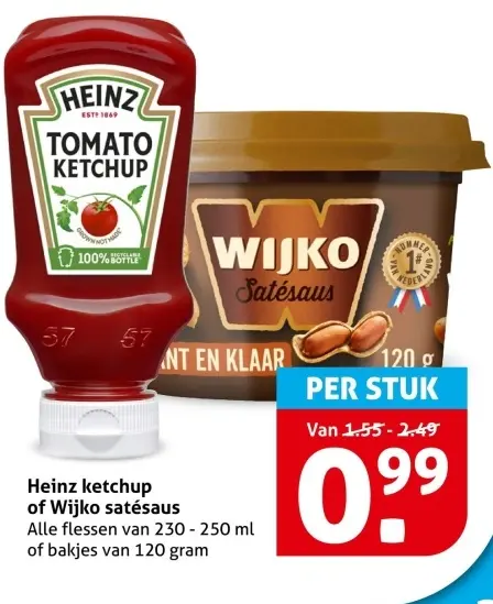 Aanbieding: Heinz ketchup of Wijko satésaus