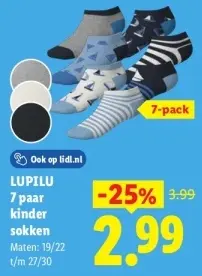Aanbieding: Lupilu 7 paar kinder sokken