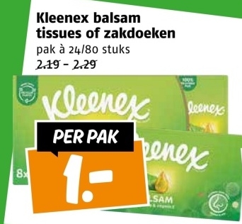 Aanbieding: Kleenex balsam tissues of zakdoeken