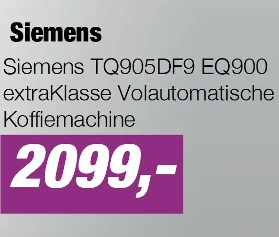 Aanbieding: Siemens TQ905DF9 EQ900 extraKlasse Volautomatische Koffiemachine