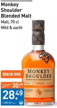 Aanbieding: Monkey Shoulder Blended Malt 70CL Whisky