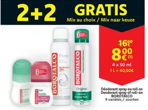 Offre: Déodorant spray ou roll on BOROTÁLCO