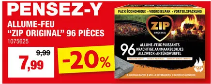 Offre: Zip Kero Bloc cubes allume-feu 96 pièces