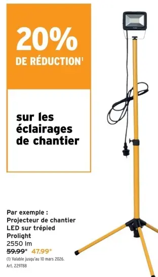 Offre: Projecteur de chantier LED sur trépied