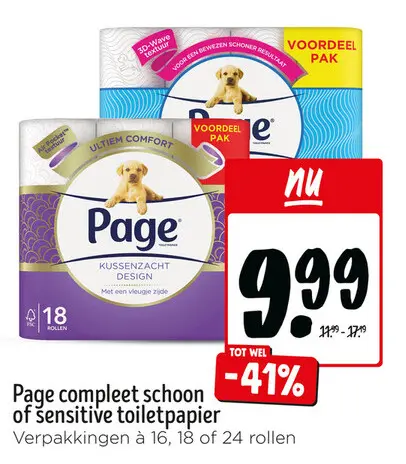 Aanbieding: Page compleet schoon of sensitive toiletpapier