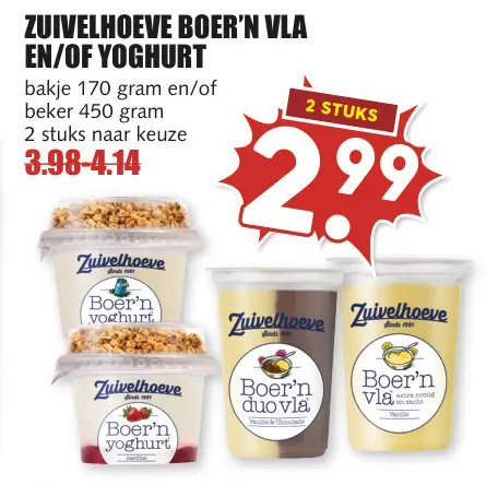 Aanbieding: Zuivelhoeve boer'n vla en/of yoghurt