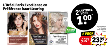 Aanbieding: L'Oréal Paris Excellence en Préférence haarkleuring Le Blonding toner Platinum 