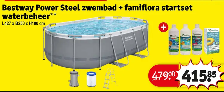 Aanbieding: Bestway Power Steel zwembad + famiflora startset waterbeheer