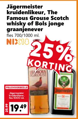 Aanbieding: Jägermeister kruidenlikeur, The Famous Grouse