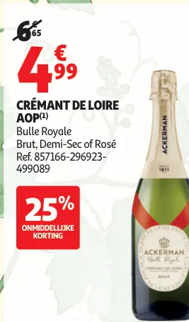 Promotie: Bulle Royale Crémant de Loire AOP Bulle Royale Brut, Demi-Sec of Rosé