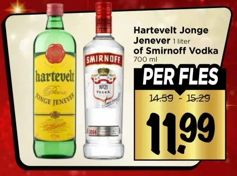Aanbieding: Hartevelt Jonge Jenever of Smirnoff Vodka