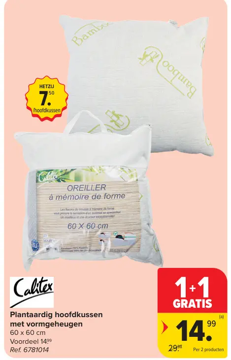 Promotie: Plantaardig hoofdkussen met vormgeheugen