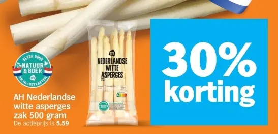 Aanbieding: Nederlandse witte asperges zak 500 gram