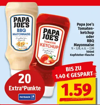 Aanbieding: Papa Joe's Tomaten-ketchup oder BBQ Mayonnais