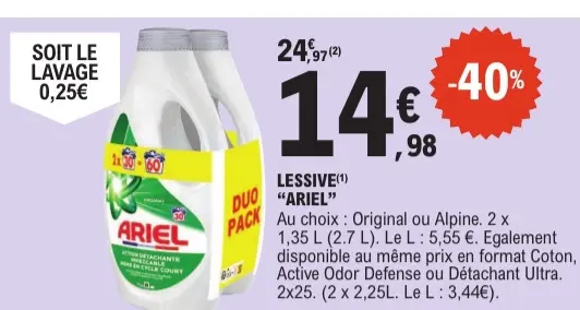 Offre: Lavage Ariel