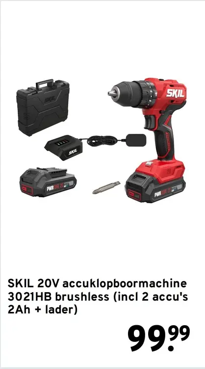 Aanbieding: 20V accuklopboormachine 3021HB brushless (incl 2 accu's 2Ah + lader)
