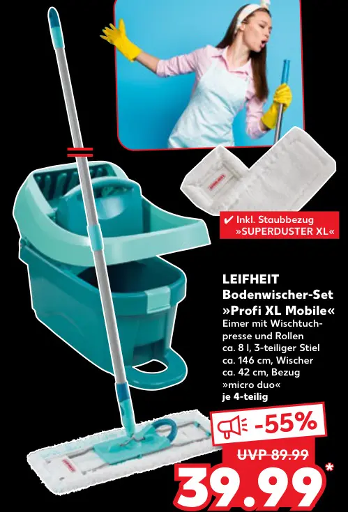 Aanbieding: LEIFHEIT Bodenwischer-Set "Profi XL Mobile"