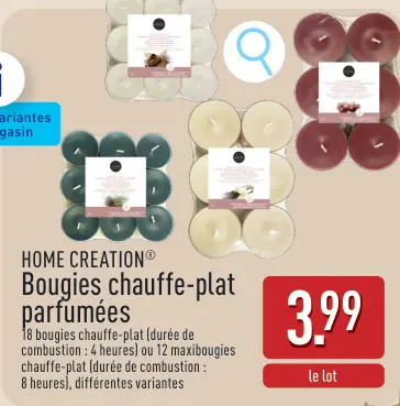 Offre: Bougies chauffe-plat parfumées