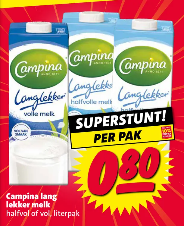 Aanbieding: Campina lang lekker melk
