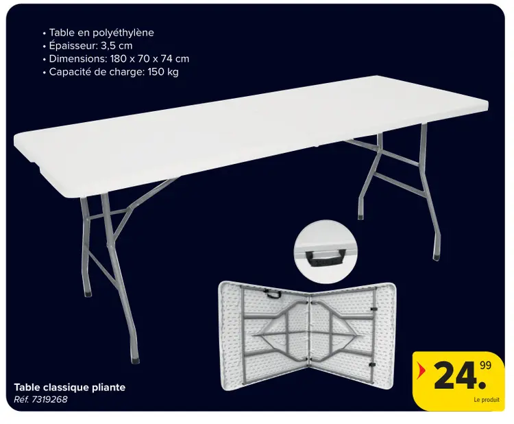Offre: Table classique pliante
