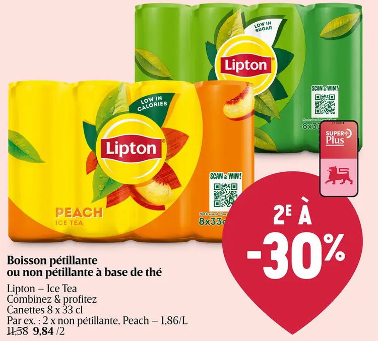 Offre: Boisson pétillante ou non pétillante à base de thé