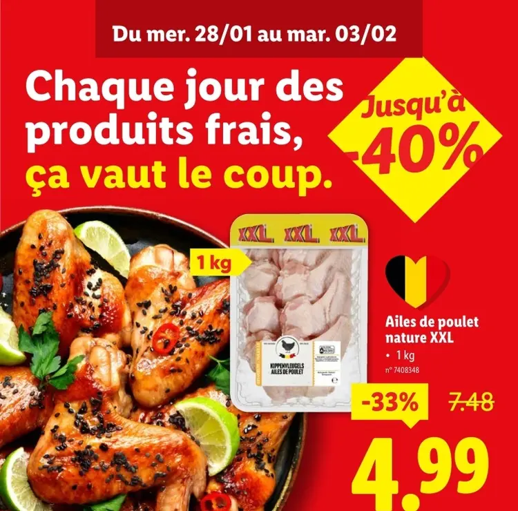 Offre: Ailes de poulet nature XXL
