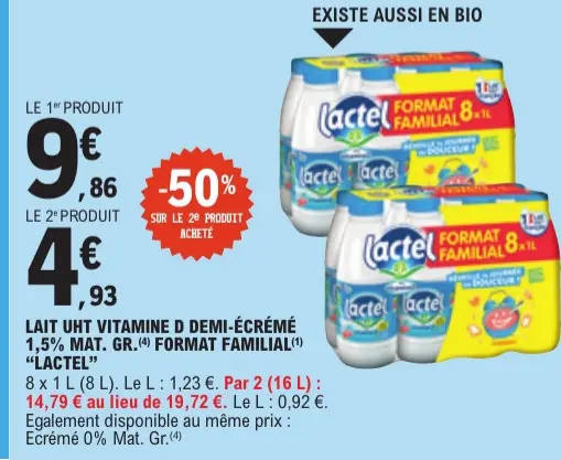 Promotie: Lait uht vitamine d demi-écrémé 1,5% mat. gr.