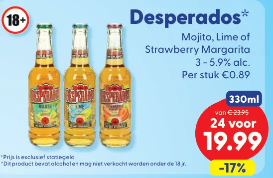 Aanbieding: Desperados Mojito, Lime of Strawberry Margari