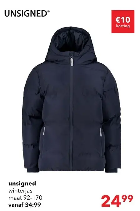 Aanbieding: Unsigned gewatteerde jongens winterjas donkerblauw