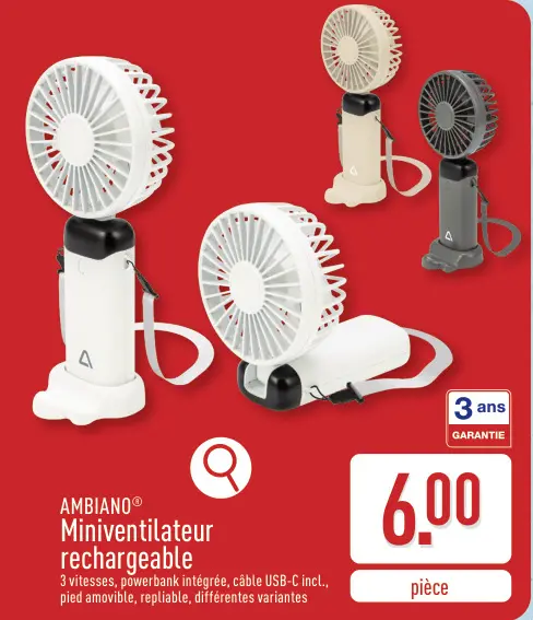 Offre: Miniventilateur rechargeable
