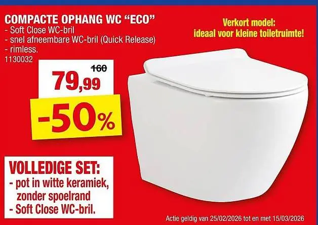 Promotie: Compacte ophang wc "eco"