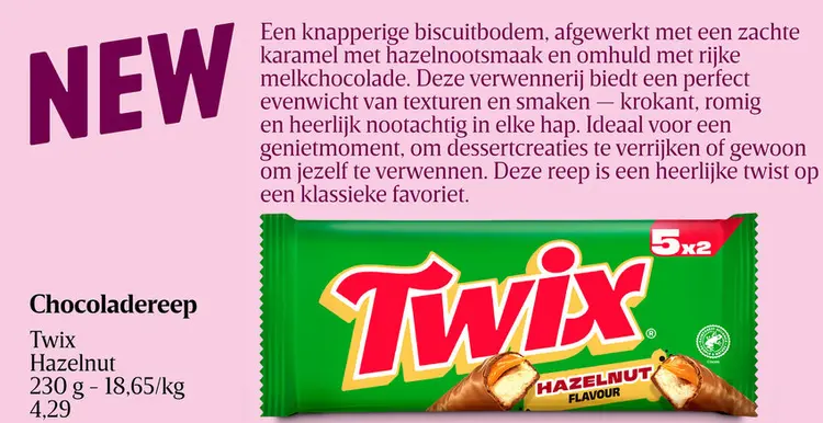 Promotie: Chocoladereep Twix Hazelnut