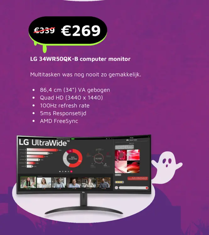 Aanbieding: LG 34WR50QK-B computer monitor