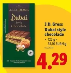 Promotie: J.D. Gross Dubai style chocolade