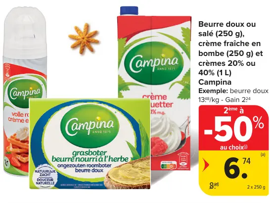 Offre: Beurre doux ou salé, crème fraîche en bombe et cremes
