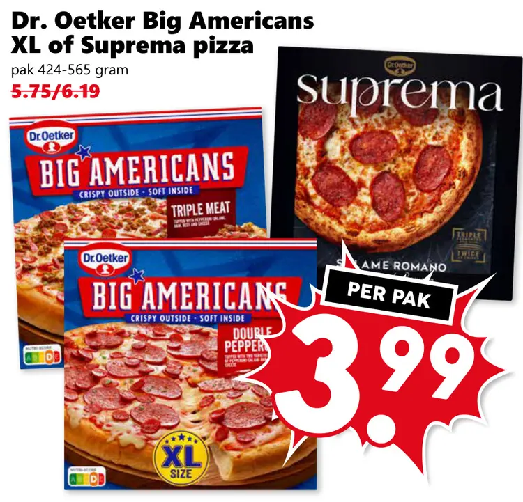 Aanbieding: Big Americans XL of Suprema pizza