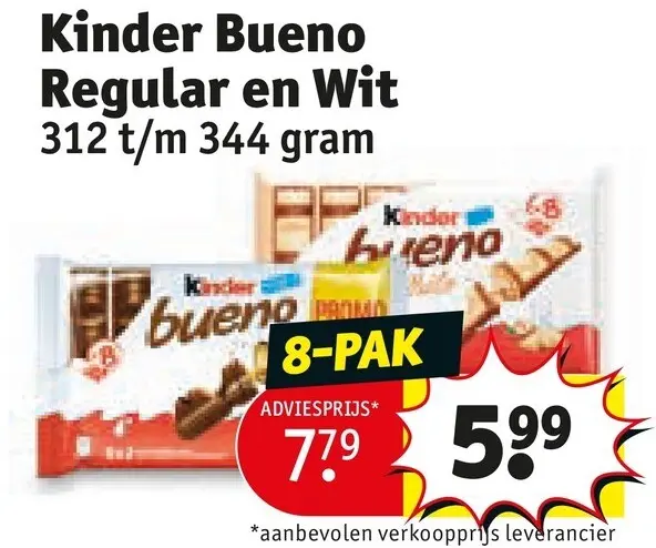 Aanbieding: Kinder Bueno Regular en Wit
