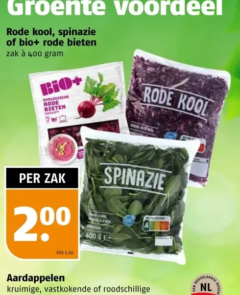 Aanbieding: Rode kool, spinazie of bio+ rode bieten