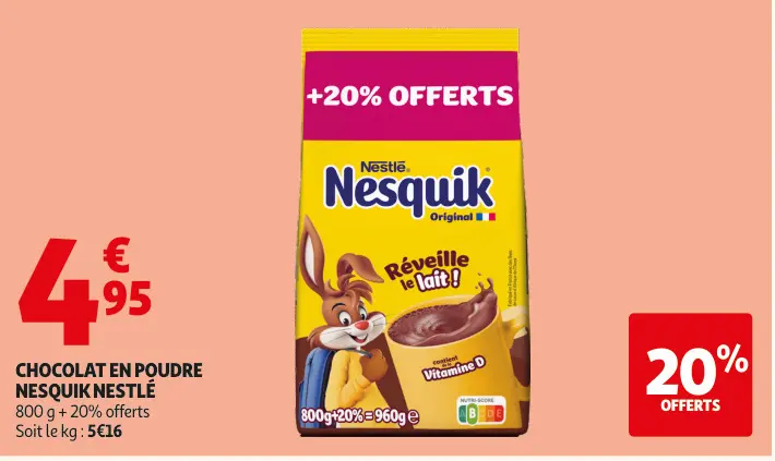 Offre: Chocolat en poudre Nesquik