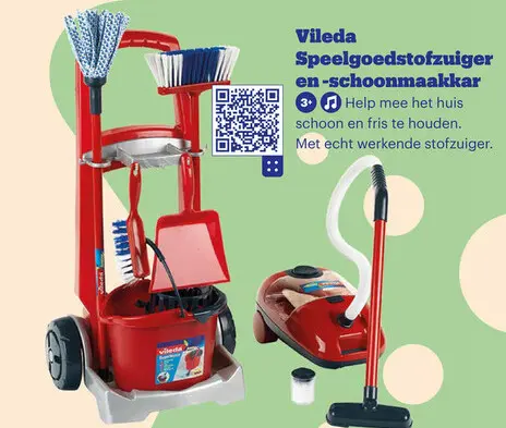 Aanbieding: Speelgoedstofzuiger en -schoonmaakkar