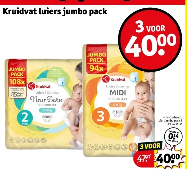 Aanbieding: Kruidvat luiers jumbo pack