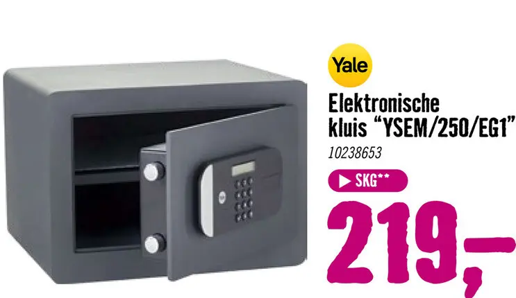 Aanbieding: YALE Maximum Security elektronische inbraakwerende privékluis YSEM/250/EG1