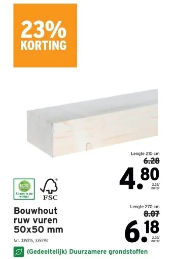 Promotie: Bouwhout ruw vuren