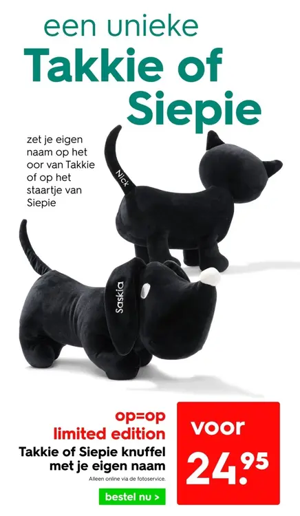 Aanbieding: Takkie of Siepie knuffel