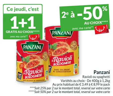 Offre: Ravioli ou spaghetti