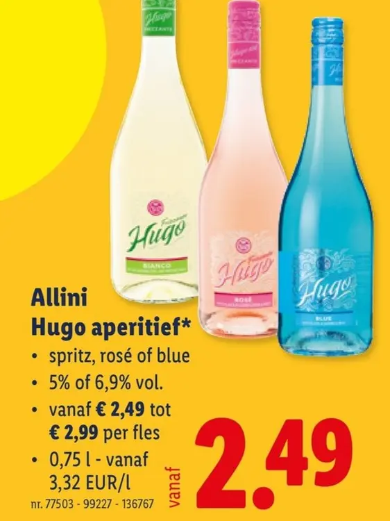 Promotie: Allini Hugo aperitief